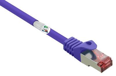Renkforce RF-4724914 RJ45 Netzwerkkabel, Patchkabel CAT 6 S/FTP 0.25 m Violett mit Rastnasenschutz, vergoldete Steckkont