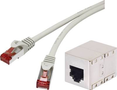 Renkforce RF-3829278 RJ45 Netzwerkkabel, Patchkabel CAT 6a S/FTP 3.00 m Grau mit Rastnasenschutz, Flammwidrig 1 St.