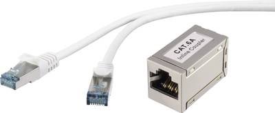 Renkforce RF-3829260 RJ45 Netzwerkkabel, Patchkabel CAT 6a S/FTP 15.00 m Grau mit Rastnasenschutz, Flammwidrig 1 St.
