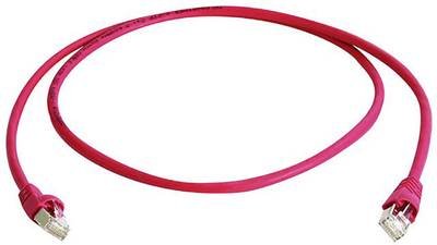 Telegärtner 100008030 RJ45 Netzwerkkabel, Patchkabel CAT 6a S/FTP 0.25 m Rot Flammwidrig, mit Rastnasenschutz, Paarschir
