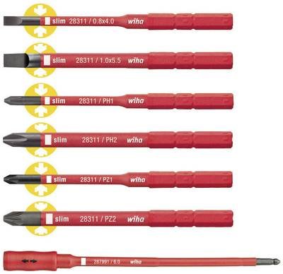 Wiha VDE Schlitz, Kreuzschlitz Phillips, Kreuzschlitz Pozidriv Schraubendreher-Set 4 mm, 5.5 mm PH 1, PH 2, PZ 1, PZ 2 6