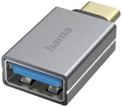 hama 00200300 USB-OTG-Adapter, USB-C-Stecker - USB-Buchse, USB 3.2 Gen1, 5 Gbit/s, Alu