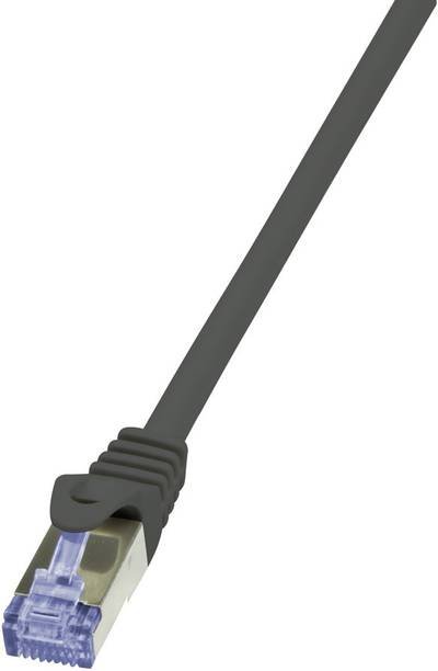 LogiLink CQ4073S RJ45 Netzwerkkabel, Patchkabel CAT 6a S/FTP 5.00 m Schwarz vergoldete Steckkontakte, Flammwidrig, mit R