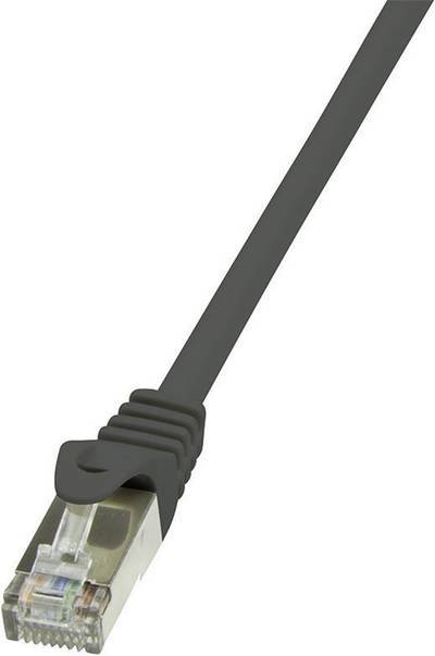 LogiLink CP1013S RJ45 Netzwerkkabel, Patchkabel CAT 5e F/UTP 0.25 m Schwarz mit Rastnasenschutz 1 St.