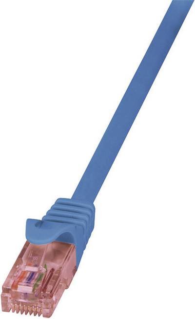 LogiLink CQ2056U RJ45 Netzwerkkabel, Patchkabel CAT 6 U/UTP 2.00 m Blau Flammwidrig, mit Rastnasenschutz 1 St.