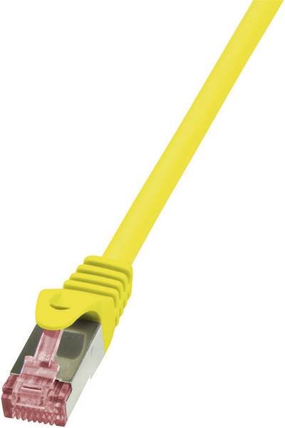 LogiLink CQ2097S RJ45 Netzwerkkabel, Patchkabel CAT 6 S/FTP 10.00 m Gelb Flammwidrig, mit Rastnasenschutz 1 St.