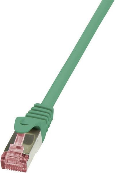 LogiLink CQ2075S RJ45 Netzwerkkabel, Patchkabel CAT 6 S/FTP 5.00 m Grün Flammwidrig, mit Rastnasenschutz 1 St.