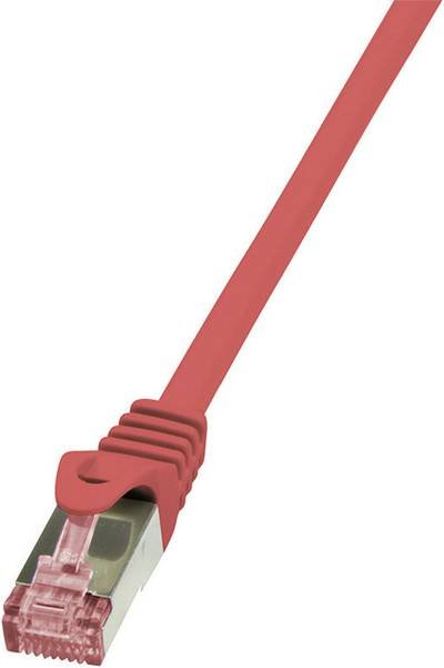 LogiLink CQ2094S RJ45 Netzwerkkabel, Patchkabel CAT 6 S/FTP 10.00 m Rot Flammwidrig, mit Rastnasenschutz 1 St.