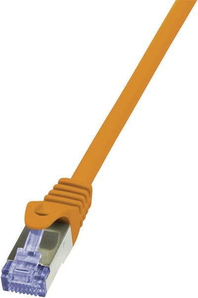 LogiLink CQ3088S RJ45 Netzwerkkabel, Patchkabel CAT 6a S/FTP 7.50 m Orange Flammwidrig, mit Rastnasenschutz 1 St.