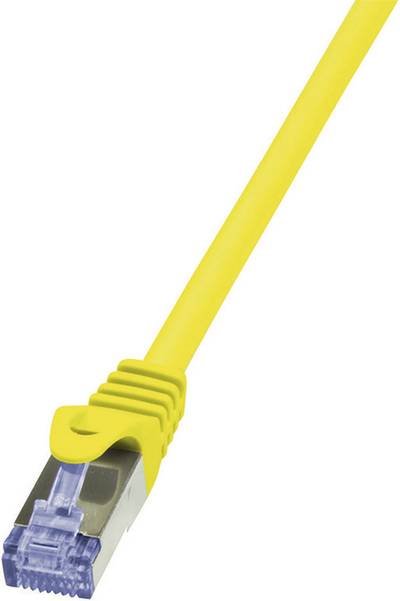 LogiLink CQ3037S RJ45 Netzwerkkabel, Patchkabel CAT 6a S/FTP 1.00 m Gelb Flammwidrig, mit Rastnasenschutz 1 St.