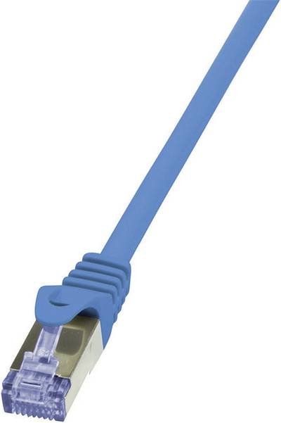 LogiLink CQ3096S RJ45 Netzwerkkabel, Patchkabel CAT 6a S/FTP 10.00 m Blau Flammwidrig, mit Rastnasenschutz 1 St.