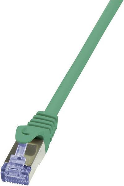 LogiLink CQ3035S RJ45 Netzwerkkabel, Patchkabel CAT 6a S/FTP 1.00 m Grün Flammwidrig, mit Rastnasenschutz 1 St.