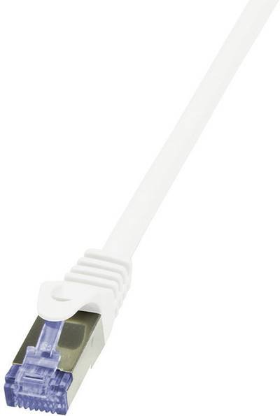 LogiLink CQ3121S RJ45 Netzwerkkabel, Patchkabel CAT 6a S/FTP 30.00 m Weiß Flammwidrig, mit Rastnasenschutz 1 St.