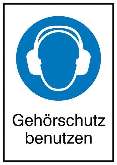 Gebotsschild Gehörschutz benutzen Folie selbstklebend (B x H) 131 mm x 185 mm ISO 7010 1 St.