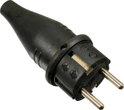 AS Schwabe 60412 Schutzkontaktstecker Vollgummi 230 V Schwarz IP44