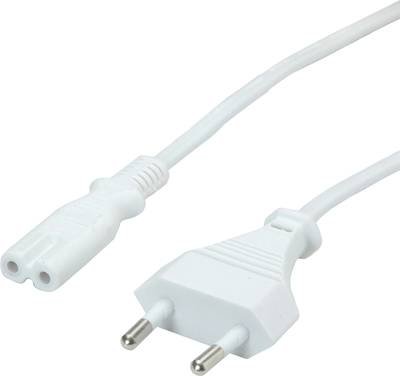 VALUE Netzkabel Euro-Flachstecker auf C7, 2polig, weiß, 3 m