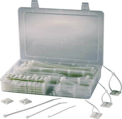 TRU COMPONENTS EPR-350 Kabelbinder 100 x 2.5 mm, 142 x 3.2 mm, 190 x 4.8 mm Klar mit Klebesockel 1 Set
