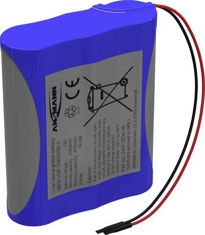 Ansmann 1S3P Akkupack 3x 18650 Kabel Li-Ion 3.6 V 10050 mAh