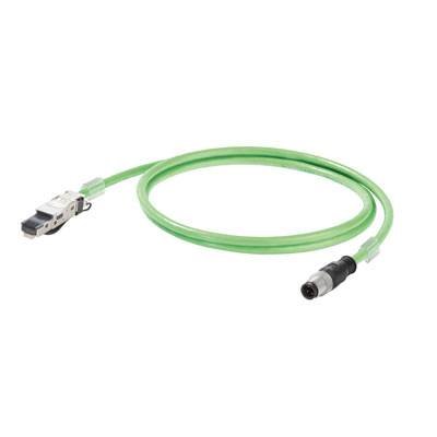 Weidmüller 1234750015 RJ45 / M12 Netzwerkkabel, Patchkabel CAT 5e S/UTP 1.50 m Grün Flammwidrig, mit Rastnasenschutz 1 S