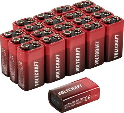 VOLTCRAFT VC-16107985 9 V Block-Batterie Alkali-Mangan 550 mAh 9 V 20 St.