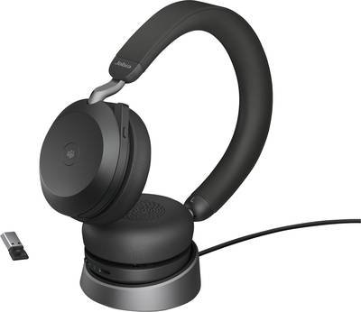 Jabra Evolve2 75 Over Ear Headset kabelgebunden Schwarz Batterieladeanzeige, Mikrofon-Stummschaltung Telefon