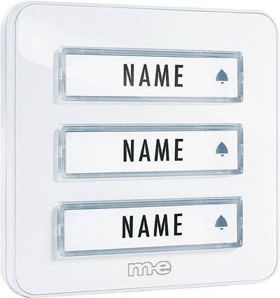 m-e modern-electronics KTA-3 W Klingelplatte mit Namensschild 3fach Weiß 12 V/1 A