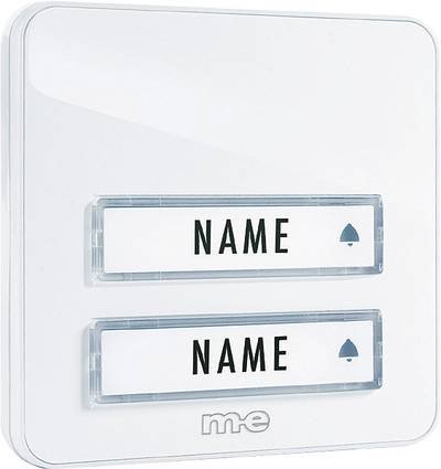 m-e modern-electronics KTA-2 W Klingelplatte mit Namensschild 2fach Weiß 12 V/1 A