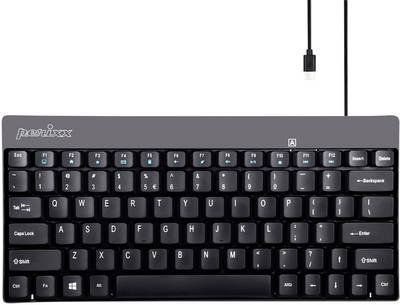 Perixx Perixx 11670, Mini, USB, Membran Key Switch, QWERTY, Schwarz USB Tastatur Deutsch, QWERTZ Schwarz USB-Anschluss