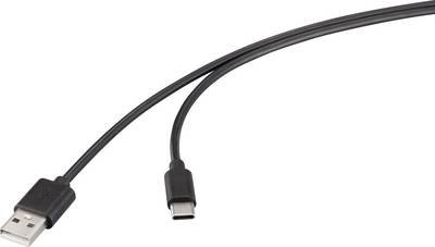 Renkforce USB-Kabel USB 2.0 USB-A Stecker, USB-C® Stecker 2.00 m Schwarz RF-6830422