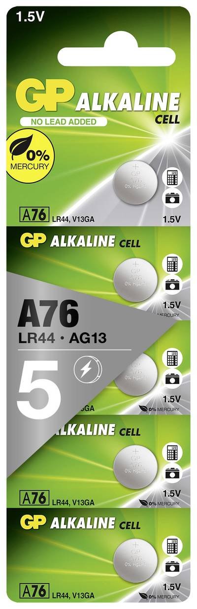 GP Knopfzelle LR 44 1.5 V 5 St. 110 mAh Alkali-Mangan GP76ASTD597C5