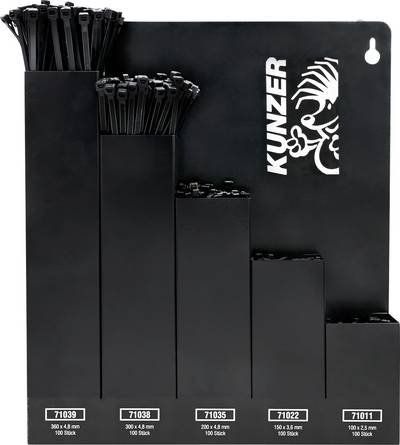 Kunzer 7KBS500 Kabelbinder-Sortiment 100 mm, 150 mm, 200 mm, 300 mm, 360 mm Schwarz 500 St.