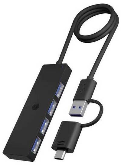 IB-HUB1424-C3, 4-Port USB Type-A Hub, Type-C®/A Anschluss, Kunststoff, schwarz