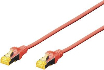 Digitus DK-1644-A-020/R RJ45 Netzwerkkabel, Patchkabel CAT 6a S/FTP 2.00 m Rot Halogenfrei, verdrillte Paare, mit Rastna