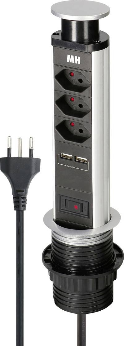 Max Hauri 162364 Steckdosenleiste mit Schalter CH-Stecker 1 St.