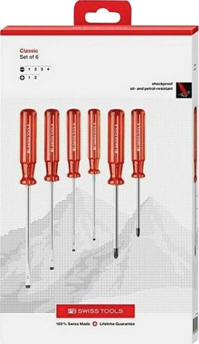 PB Swiss Tools Schraubenzieher-Set PB 1560 CBB 6-teilig Werkstatt Kreuzschlitz-Schraubendreher 6teilig Schlitz