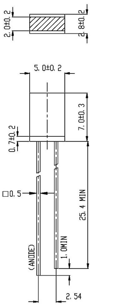 Everlight Opto 514UYD LED bedrahtet Gelb Rechteckig 2 x 5 mm 2.3 mcd 180 ° 10 mA 2 V