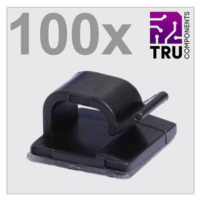 TRU COMPONENTS T24CA020 Kabelclip selbstklebend TC-12888436 Bündel-Ø-Bereich 1 bis 7 mm Schwarz 100 St.