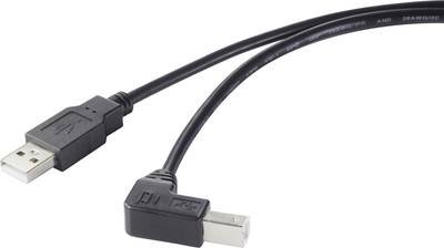 Renkforce USB-Kabel USB 2.0 USB-A Stecker, USB-B Stecker 0.50 m Schwarz 90° nach unten gewinkelt RF-4613068