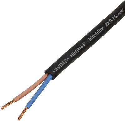 TRU COMPONENTS TC-13389160 Gummischlauchleitung H05RN-F 2 x 0.75 mm² Schwarz 100 m