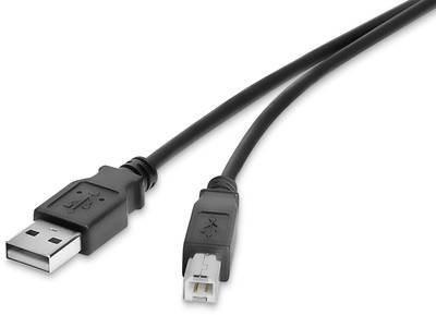 Renkforce USB-Kabel USB 2.0 USB-A Stecker, USB-B Stecker 0.30 m Schwarz vergoldete Steckkontakte RF-4463064