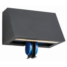 Buitenwandlamp Led 5,2W. Zwart incl. 2x stopcontact