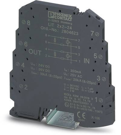 Phoenix Contact 2804623 LIT 2X2-24 Überspannungsschutz-Ableiter 10er Set Überspannungsschutz für: Verteilerschrank 5 kA