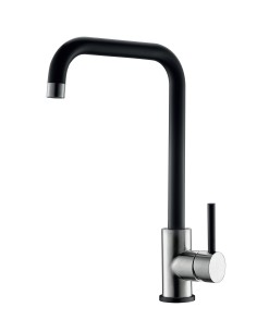 Grifo Monomando Fregadero Adf Cenxi Acero Inox.Negro Caño Alto L