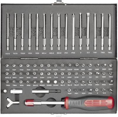 TOOLCRAFT HT02183 820952 Bit-Set 75teilig Schlitz, Innen-Sechskant, Clutch, Tri-Wing, TORQ, Innen-Vielzahn (XZN), Kreuzs