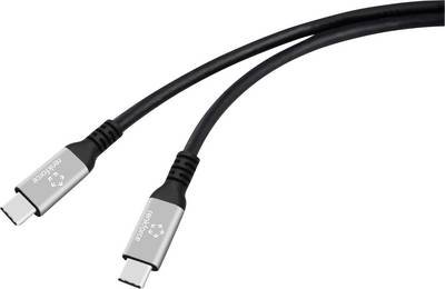 Renkforce USB-C® Kabel USB4® USB-C® Stecker 1.5 m Schwarz Aluminium-Stecker, Silikon, hochflexibel, 8K UHD RF-6805038