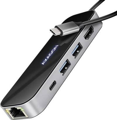 AXAGON USB-C® Dockingstation AXAGON HMC-6GLN USB-Hub, 2x USB-A, 1x USB-C, 1x HDMI 2.0, 1x RJ45, 100 W PD – Passend für M