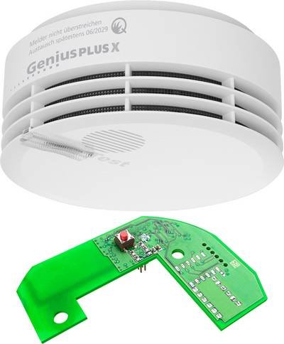 Hekatron Genius Plus X Modell 2020+Basis X Funk-Rauchwarnmelder inkl. 10 Jahres-Batterie, auf Funk umrüstbar batteriebet