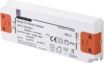 TRU COMPONENTS TC-YSL50F-2402080 LED-Trafo Konstantspannung 50 W 2.08 A 24 V/DC Möbelzulassung, Überspannung, Montage au