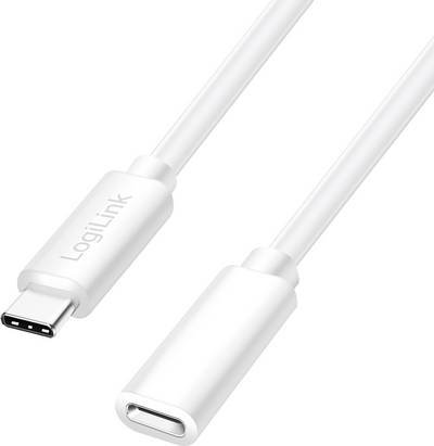 LogiLink USB-C® Kabel USB 2.0 USB-C® Stecker, USB-C® Buchse 2.00 m Weiß CU0221