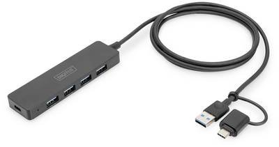 Digitus DA-70236 USB-Hub 4 Port USB-A USB 3.0 5 GBit/s mit USB-C® Stecker Schwarz DA-70236